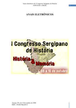 Anais eletrônicos do I Congresso Sergipano de História