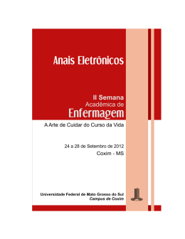 Anais Eletr&ocirc;nicos 2012 - II Semana Acad&ecirc;mica de Enfermagem