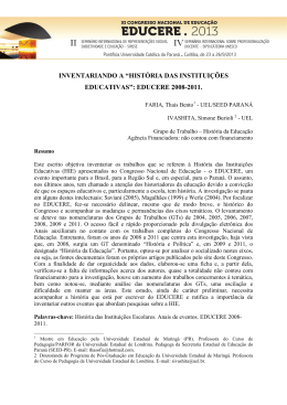 INVENTARIANDO A &ldquo;HIST&Oacute;RIA DAS INSTITUI&Ccedil;&Otilde;ES EDUCATIVAS