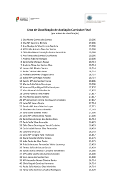 Lista de Classificação de Avaliação Curricular Final
