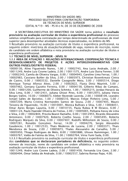Resultado provis&oacute;rio da avalia&ccedil;&atilde;o curricular de