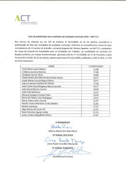 Lista de publicitação dos resultados da Avaliação Curricular (AV