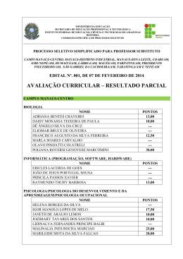 RESULTADO - AVALIA&Ccedil;&Atilde;O CURRICULAR AP&Oacute;S RECURSOS