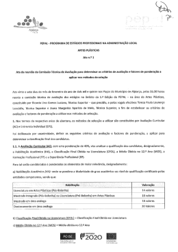 Ata n.°1 Critérios de Avaliação e Fatores de Ponderação a aplicar