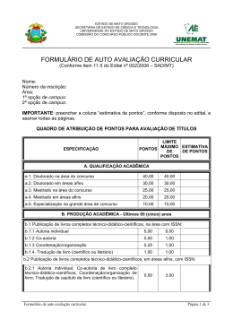 Formulário de auto avaliação curricular - Formato PDF (05