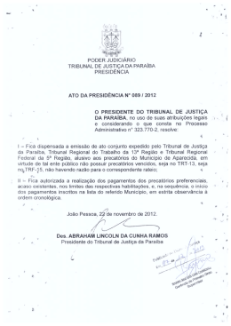 Ato da Presidência nº 89.2012 - Tribunal de Justiça da Paraíba