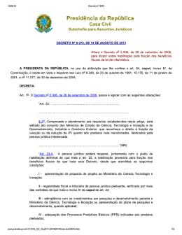 Decreto 8.072 2013 - Habilita&ccedil;&atilde;o Provis&oacute;ria