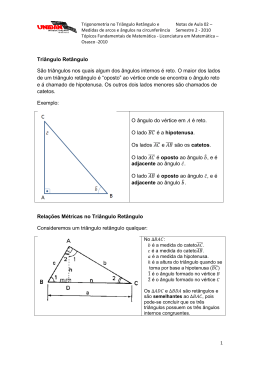 Trigonometria no Triângulo Retângulo e Medidas de arcos e