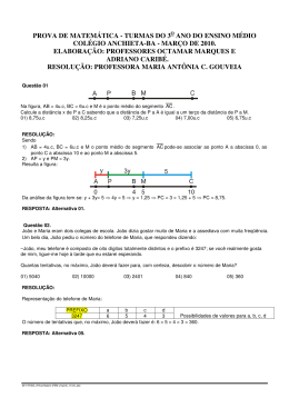 PROVA DE MATEM&Aacute;TICA - TURMAS DO 3O