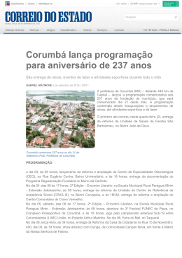 02.09.15 Corumbá lança programação para aniversário de 237 anos