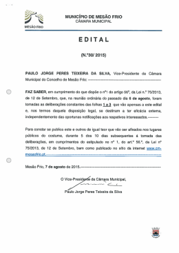 «É MuNIcíPio DE MEsÃo Fnlo - Câmara Municipal de Mesão Frio