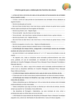 Crit&eacute;rios gerais para a elabora&ccedil;&atilde;o dos hor&aacute;rios dos alunos