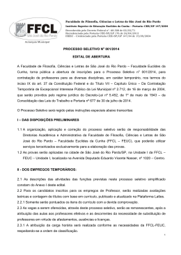 PROCESSO SELETIVO No 001/2014 EDITAL DE ABERTURA A