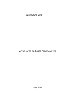 curriculum vitæ Artur Jorge da Costa Peixoto
