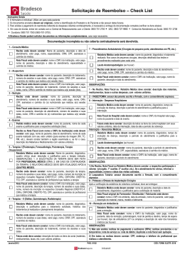 Solicita&ccedil;&atilde;o de Reembolso &ndash; Check List