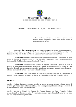 Instru&ccedil;&atilde;o Normativa SFC n&ordm; 01, de 06/04/2001 - Controladoria