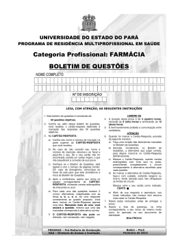 prova aplicada a candidatos formados em farm&aacute;cia