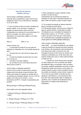 Exerc&iacute;cios de Qu&iacute;mica Equil&iacute;brio Qu&iacute;mico