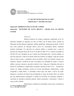 2&ordf; VARA DO TRABALHO DE JACARE&Iacute; PROCESSO N&ordm; 305