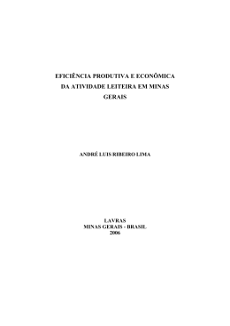 efici&ecirc;ncia produtiva e econ&ocirc;mica da atividade leiteira em