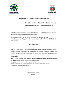 PORTARIA N.º 017/2015 - REITORIA/UNESPAR Concede a Iara
