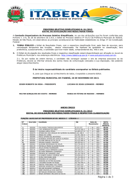 Edital de divulga&ccedil;&atilde;o dos Resultados Finais e