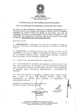 1° processo seletivo para ingresso em estágio de