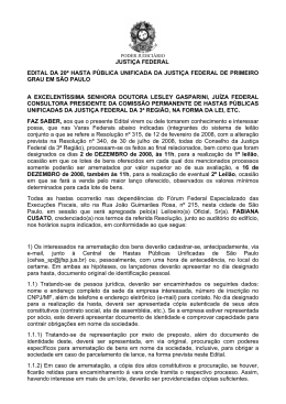 Edital da 20 &ordf; Hasta P&uacute;blica