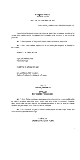 C&oacute;digo de Posturas do Munic&iacute;pio de Imbituba