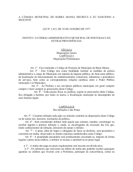 Institui o C&oacute;digo Administrativo Municipal de Posturas
