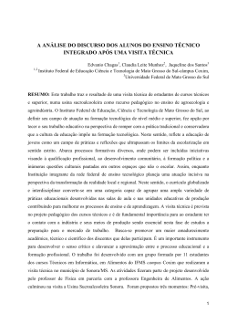 a an&aacute;lise do discurso dos alunos do ensino t&eacute;cnico integrado ap&oacute;s