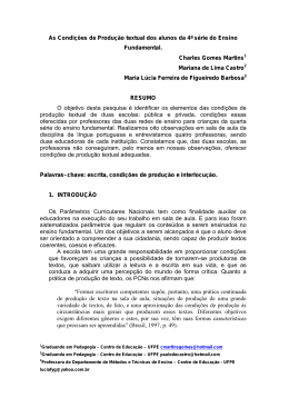 As Condi&ccedil;&otilde;es de Produ&ccedil;&atilde;o textual dos alunos da 4&ordf; s&eacute;rie do Ensino