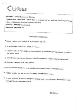 Prova T&eacute;cnico Superior - C&acirc;mara Municipal de Odivelas