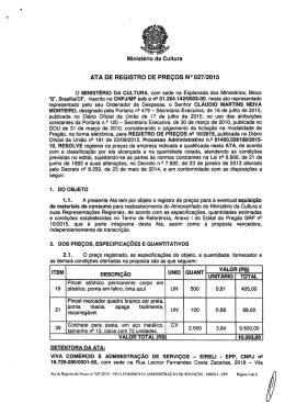 ATA DE REGISTRO DE PREÇOS N°027/2015