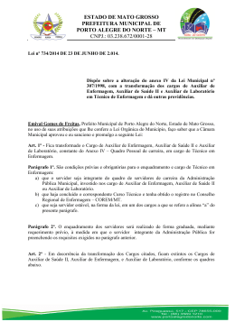 PROJETO DE LEI N&ordm; - Porto Alegre do Norte