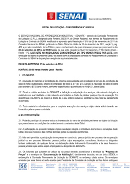 EDITAL DE LICITA&Ccedil;&Atilde;O - CONCORR&Ecirc;NCIA N&deg; 008/2014 O