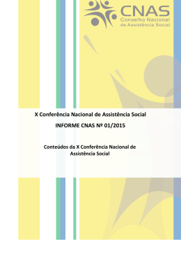 informe cnas nº 01/2015 - Assistência e Desenvolvimento Social