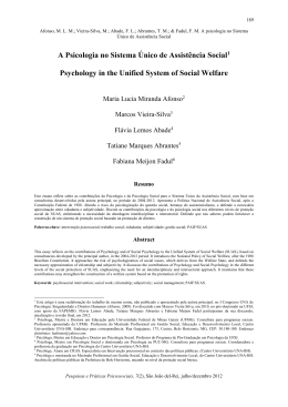 A psicologia no Sistema &Uacute;nico de Assist&ecirc;ncia Social