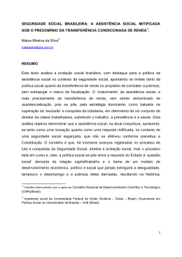 seguridade social brasileira: a assist&ecirc;ncia social