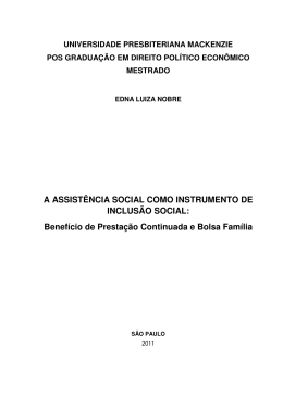 A ASSIST&Ecirc;NCIA SOCIAL COMO INSTRUMENTO DE INCLUS&Atilde;O