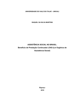 ASSISTÊNCIA SOCIAL NO BRASIL: Beneficio de Prestação