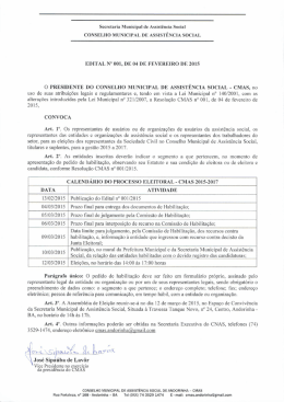 Secretaria Municipal de Assistência Social CONSELHO MUNICIPAL