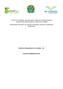 Projeto Pedagógico do Curso – FIC Auxiliar Administrativo 2013