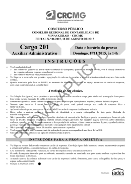 Prova objetiva aplicada em 1/11/2015 - Auxiliar Administrativo
