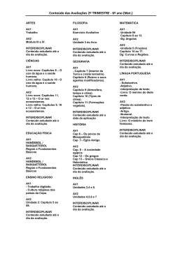 Conte&uacute;do das Avalia&ccedil;&otilde;es 2&ordm; TRIMESTRE