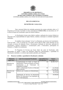 RELAT&Oacute;RIO DE FISCALIZA&Ccedil;&Atilde;O N&ordm; 481 MUNIC&Iacute;PIO DE CAXIAS (MA)