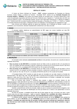 EDITAL N&ordm;. 01/2015 1. VAGAS 2. INSCRI&Ccedil;&Otilde;ES
