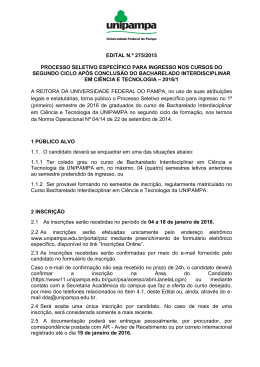 EDITAL N.&ordm; 275/2015 PROCESSO SELETIVO ESPEC&Iacute;FICO PARA