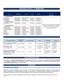VESTIBULAR 2015 &ndash; 2&ordm; SEMESTRE