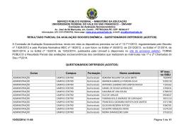Question&aacute;rios deferidos das 1&ordf; e 2&ordf; Chamadas do - SRCA